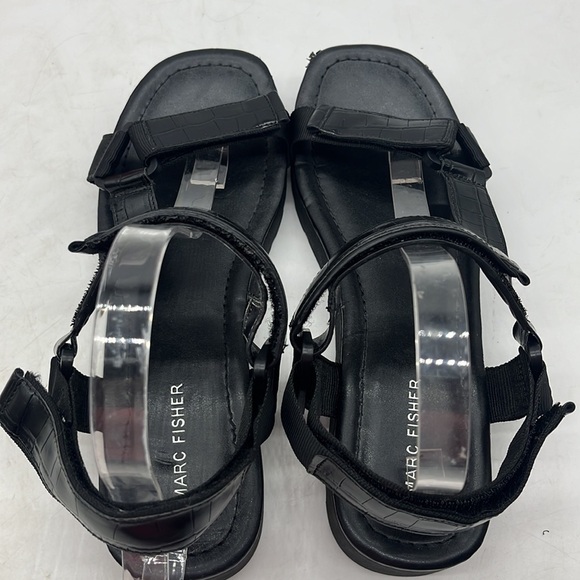 Marc Fisher Black Croc Embossed Sandals Size 10 BSN4031 - Picture 5 of 10